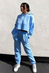 Blue Cropped Oversized Hoodie and Joggers Co-ord - Karenza-Loungewear