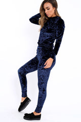 Blue Crushed Velvet Tracksuit - Romy-Tracksuits