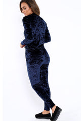 Blue Crushed Velvet Tracksuit - Romy-Tracksuits