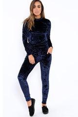 Blue Crushed Velvet Tracksuit - Romy-Tracksuits