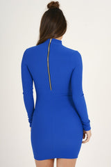 Blue Cut Out Choker Bodycon Dress - Tink-Dresses
