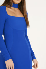 Blue Cut Out Choker Bodycon Dress - Tink-Dresses