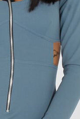 Blue Cut Out Zip Detail Dress - Cordelia-Dresses