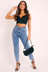 Blue Denim Covered Waistband Mom Jeans - Tahlia-Jeans