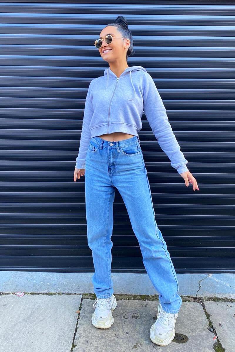 Blue Denim Extra Long Straight Leg Jeans - Blaise-Jeans