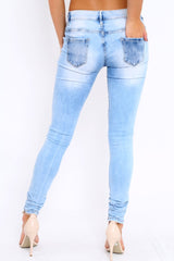 Blue Denim Extreme Distressed Skinny Jeans - Annabelle-Jeans