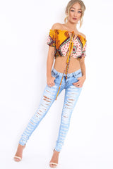 Blue Denim Extreme Distressed Skinny Jeans - Annabelle-Jeans