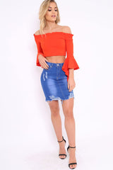 Blue Denim Extreme Ripped Skirt - Jeanie-Skirts