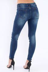 Blue Denim Jewelled Skinny Jeans - Jezzy-Jeans
