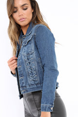 Blue Denim Lace Up Jacket - Allie-Jackets