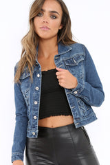 Blue Denim Lace Up Jacket - Allie-Jackets