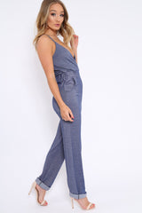 Blue Denim Look Cami Jumpsuit - Jayden-Jumpsuits