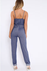 Blue Denim Look Cami Jumpsuit - Jayden-Jumpsuits