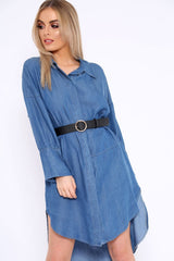 Blue Denim Oversized Shirt Dress - Stormi-Dresses