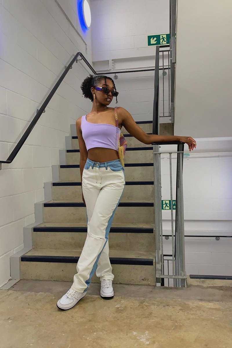 Blue Denim Side Panel + Yoke Contrast Jeans - Alexii-Jeans