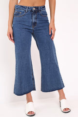 Blue Denim Wash Wide Leg Jeans - Deliliah-Jeans