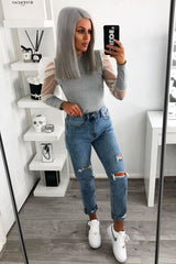 Blue Distressed Ankle Denim Mom Jeans - Bobbi-Jeans