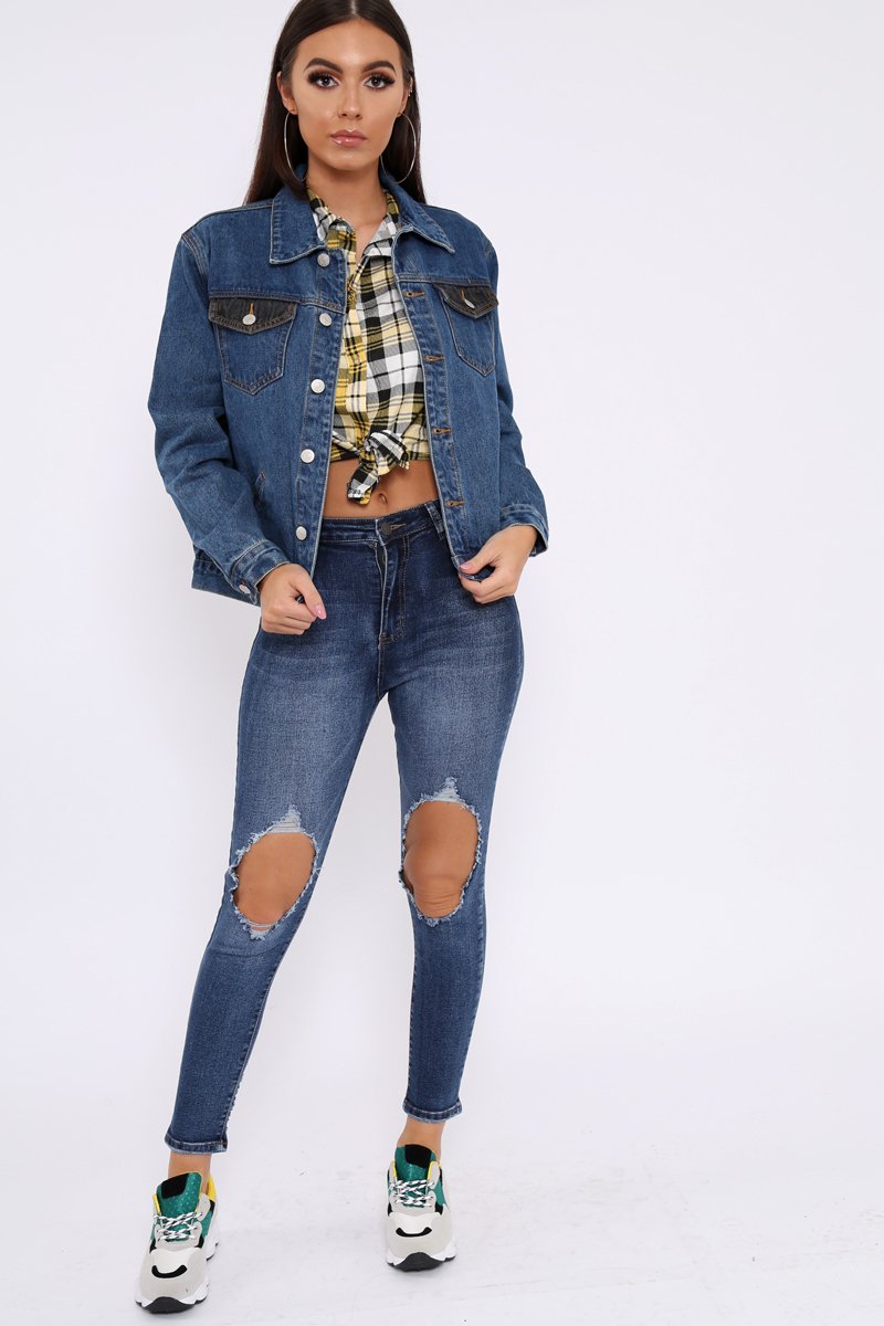 Blue Distressed Extreme Rip Jeans - Geanna-Jeans