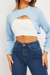 Blue Extreme Cropped Sweatshirt - Fleur-Sweatshirts