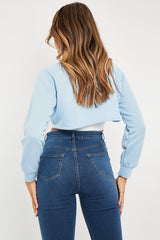 Blue Extreme Cropped Sweatshirt - Fleur-Sweatshirts