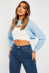 Blue Extreme Cropped Sweatshirt - Fleur-Sweatshirts