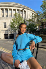 Blue Eyelet Lace Up Shorts - Philippa-Shorts