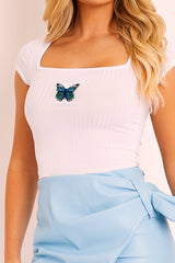 Blue Faux Leather Wrap Detail Mini Skirt - Carah-Skirts