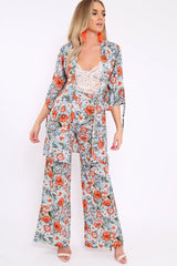 Blue Floral Kimono - Aija-Jackets