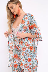 Blue Floral Kimono - Aija-Jackets