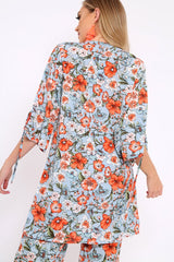 Blue Floral Kimono - Aija-Jackets