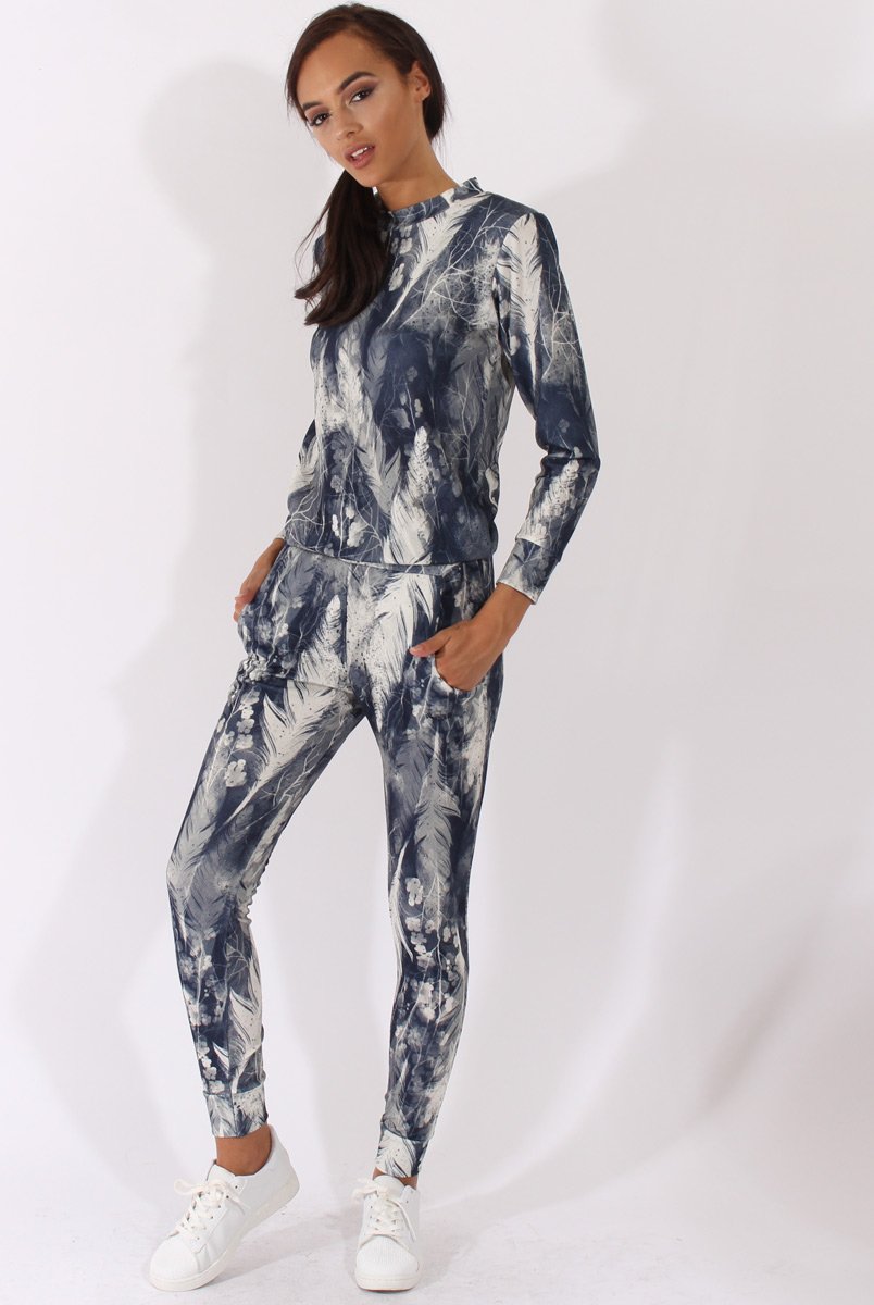 Blue Floral Print Tracksuit - Aries-Tracksuits