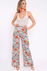 Blue Floral Trousers - Aaira-Trousers