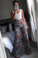 Blue Floral Trousers - Aaira-Trousers