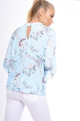 Blue Frill Long Sleeve Top - Lexi-Tops