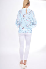 Blue Frill Long Sleeve Top - Lexi-Tops