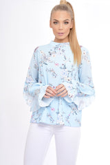Blue Frill Long Sleeve Top - Lexi-Tops
