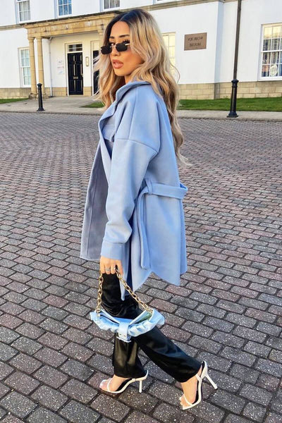 Blue Front Pocket Belted Shacket Ranessa - Main Image