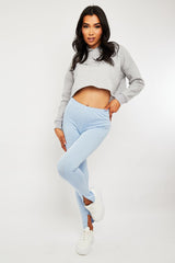 Blue Front Split Leggings - Polly-Leggings