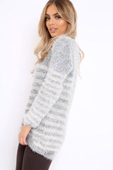 Blue Fur Knit Stripe Jumper - Sicily-Jumper