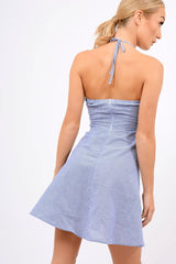 Blue Gingham Sweetheart Dress - Jazz-Dresses