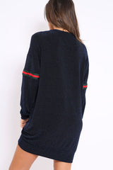 Blue Glitter Stripe Jumper Dress - Finley-Dresses