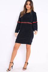 Blue Glitter Stripe Jumper Dress - Finley-Dresses