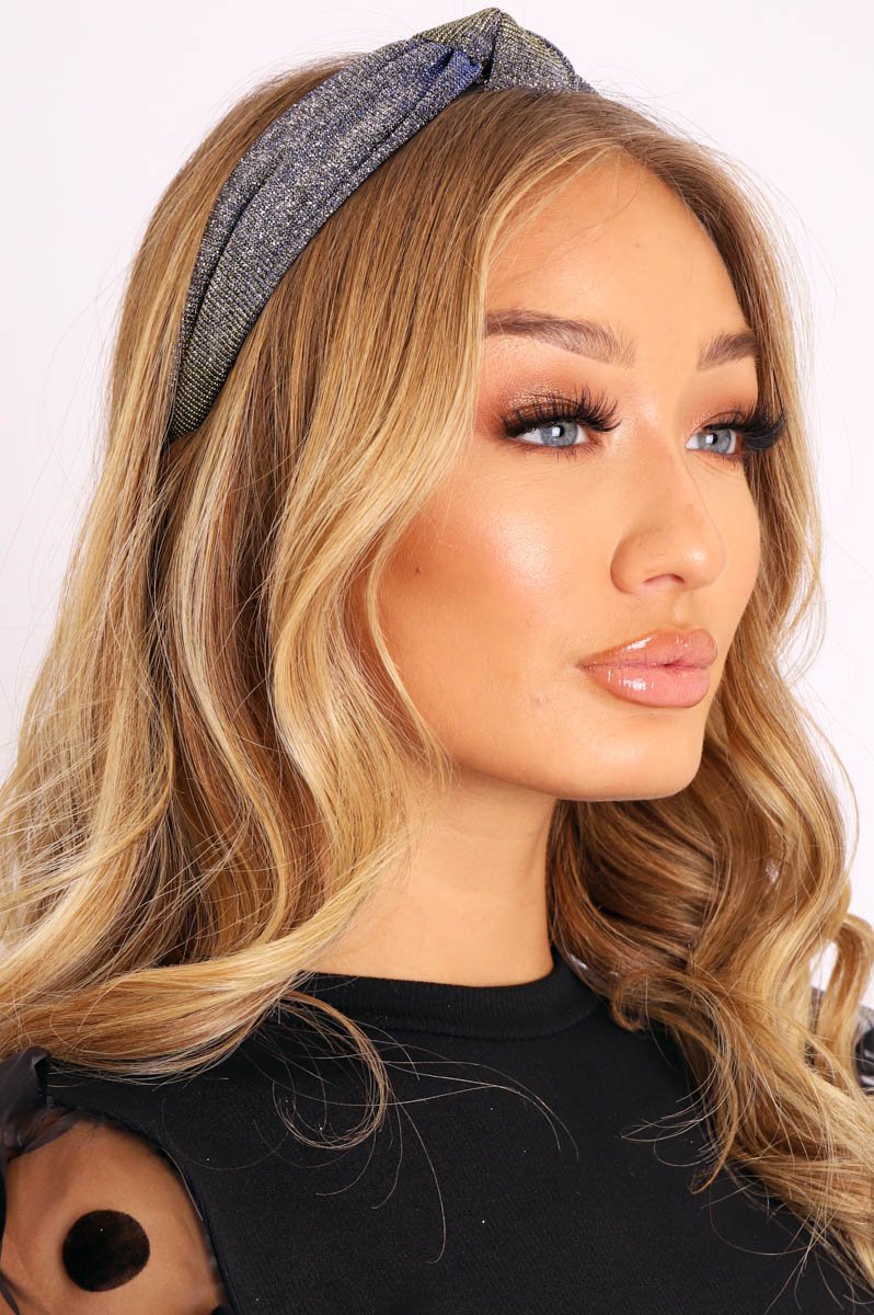 Blue Gold Metallic Thread Hairband - Emmajo-Hair