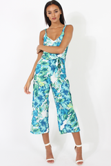 Blue & Green Floral Print Jumpsuit - Anaya-Jumpsuits