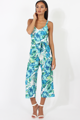 Blue & Green Floral Print Jumpsuit - Anaya-Jumpsuits