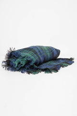 Blue Green Tartan Fringe Hem Scarf - Liany-Accessories