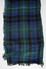 Blue Green Tartan Fringe Hem Scarf - Liany-Accessories