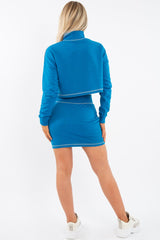 Blue Grey Cropped Zip Jumper Skirt Co-ord - Hestia-Co-ords