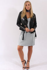 Blue Grey Pleated Metallic Slip Dress - Peaches-Dresses