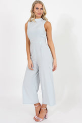 Blue High Neck Jumpsuit - Carla-Jumpsuits